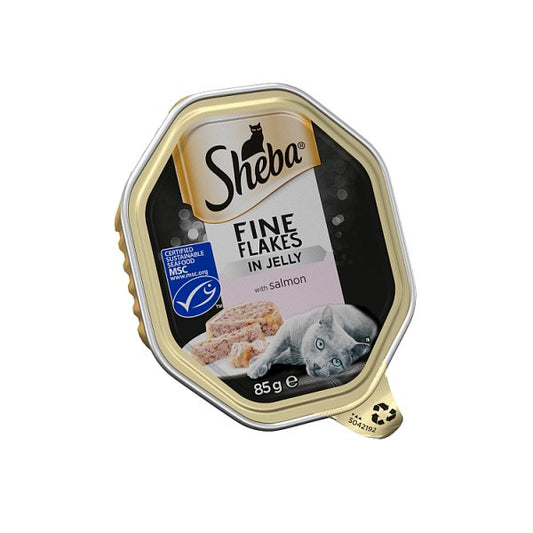 Sheba Fine Flakes Cat Food Tray Salmon in Jelly 85g