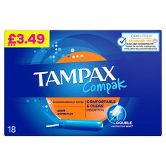 Tampax Compak Super Plus Tampons With Applicator x18