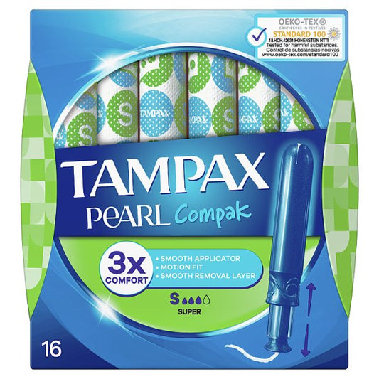 Tampax Pearl Compak Super Tampons With Applicator X 16