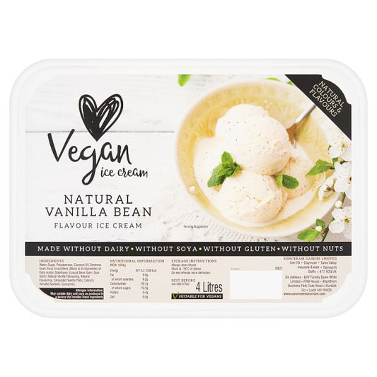 Vegan Ice Cream Natural Vanilla Bean Flavour Ice Cream 4 Litres