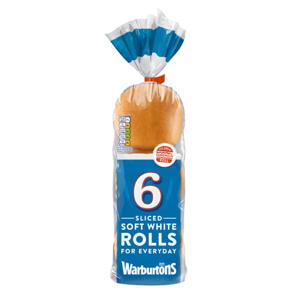 Warburtons 6 Soft & Sliced White Rolls