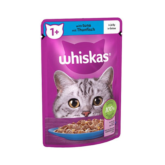 Whiskas 1+ Adult Wet Cat Food Pouches in Jelly with Tuna 85g