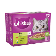 Whiskas 1+ Mixed Menu Adult Wet Cat Food Pouches in Jelly 85g