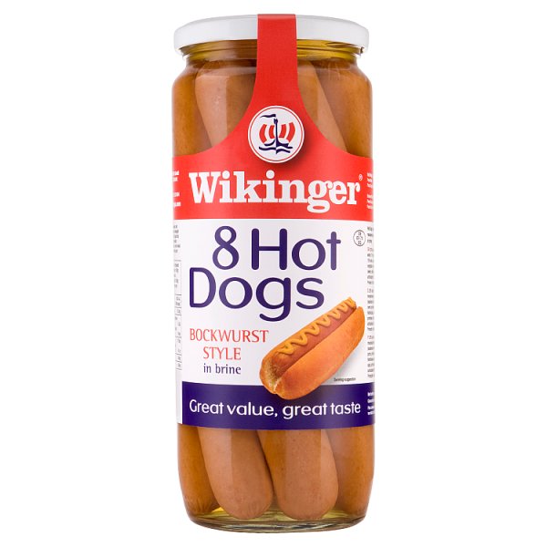 Wikinger 8 Hot Dogs Bockwurst Style in Brine 1030g